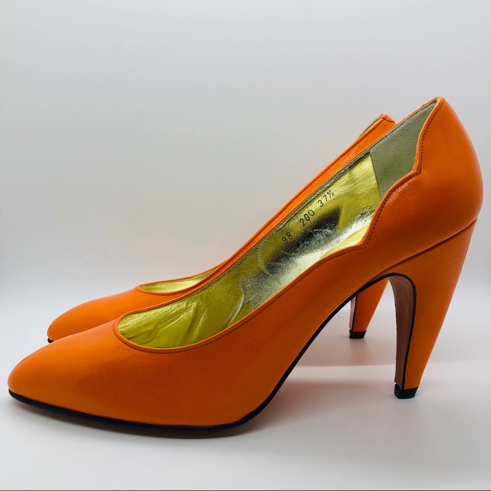 Walter steiger leather orange heels size 7